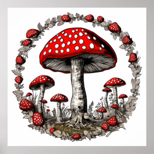 Mushroom agaric fungus plant poster