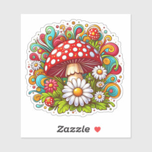 Mushroom Amid Vibrant Outdoor Flowers