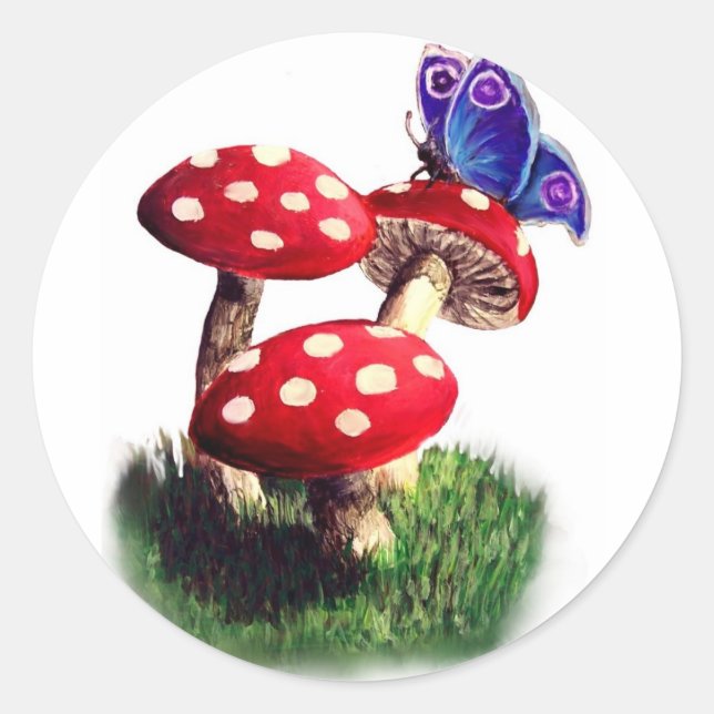 Mushroom and butterfly sticker (Front)
