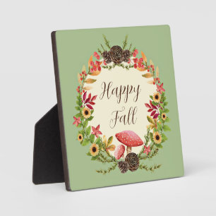 Mushroom and sunflowers with customizable text  plaque