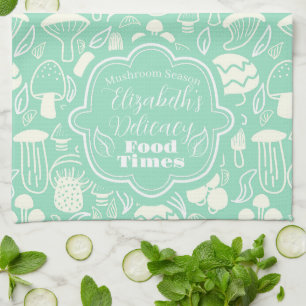 Mushroom Aqua Cream Kitchen Towel