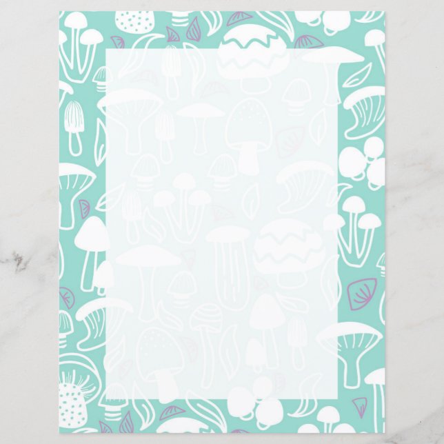 Mushroom Aqua Stationery Paper (Front)