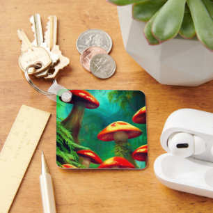 Mushroom Art Keychain