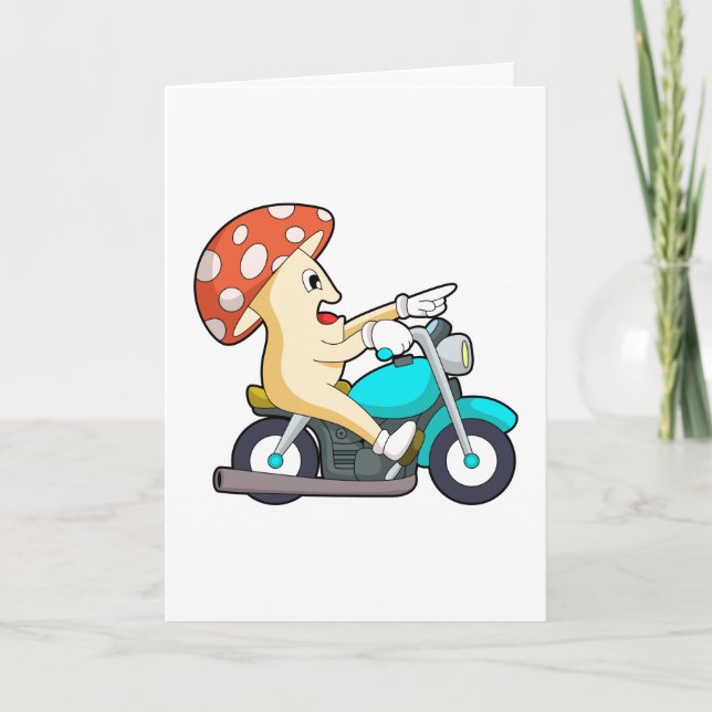 Mushroom as Biker with Motorcycle Card (Front)