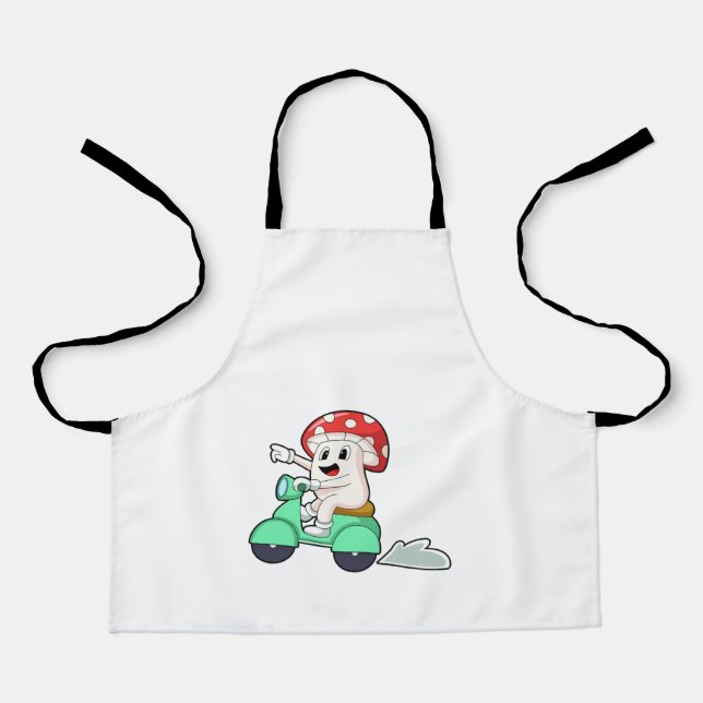 Mushroom as Biker with Scooter.PNG Apron (Front)