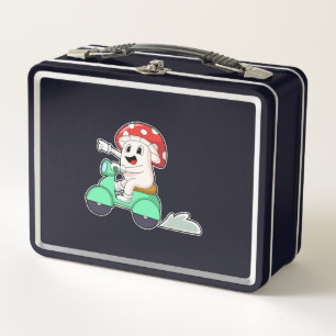 Mushroom as Biker with Scooter.PNG Metal Lunch Box