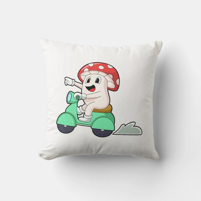 Mushroom as Biker with Scooter.PNG Throw Pillow (Front)