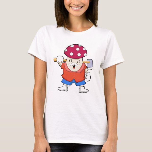 Mushroom as Farmer with Axe T-Shirt (Front)