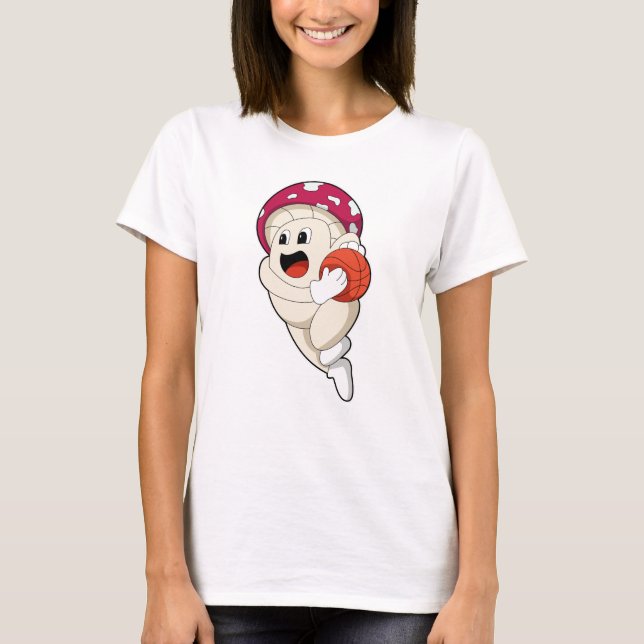 Mushroom at Basketball Sports T-Shirt (Front)