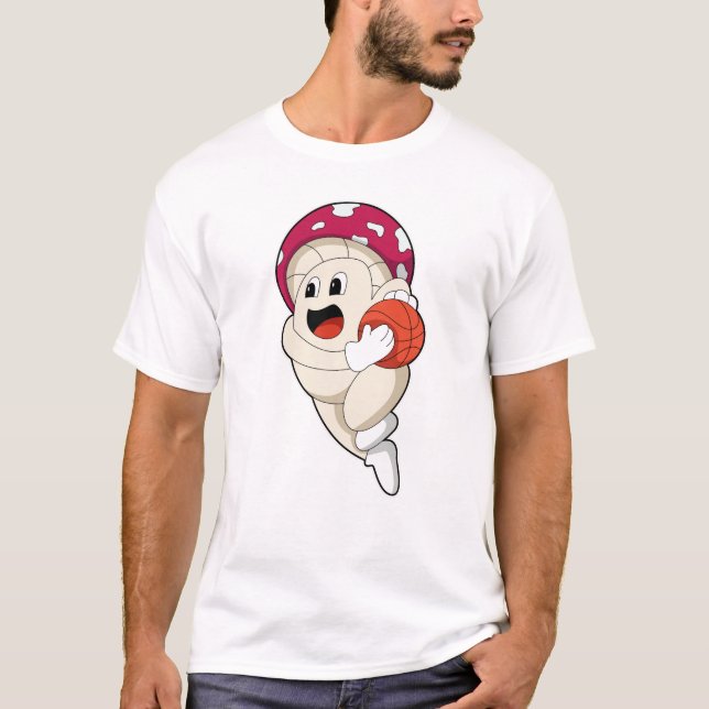 Mushroom at Basketball Sports T-Shirt (Front)