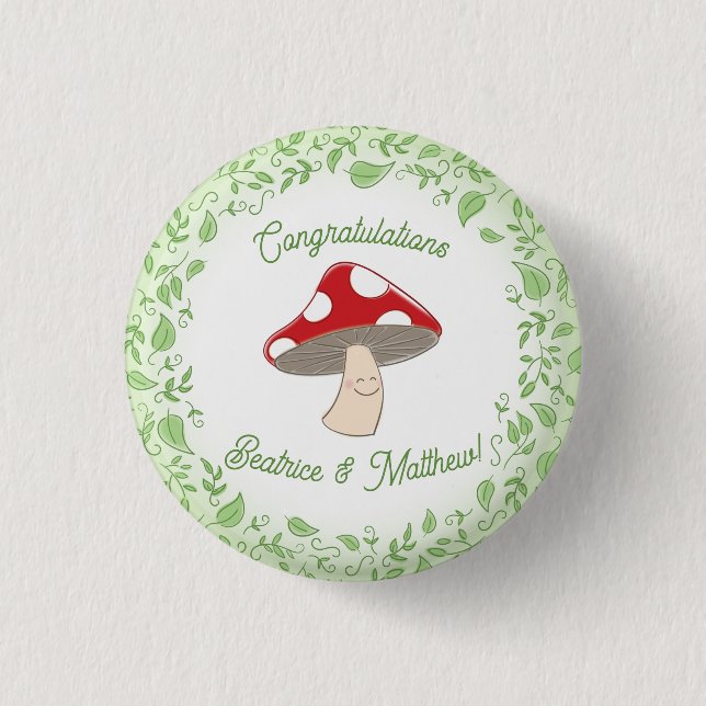 Mushroom Baby Shower 1 Inch Round Button (Front)