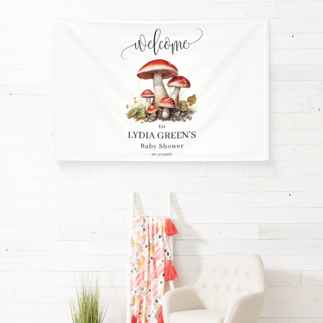 Mushroom Baby Shower Invitation, Fall Baby Shower  Banner (Insitu)