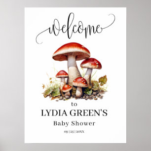 Mushroom Baby Shower Invitation, Fall Baby Shower  Poster
