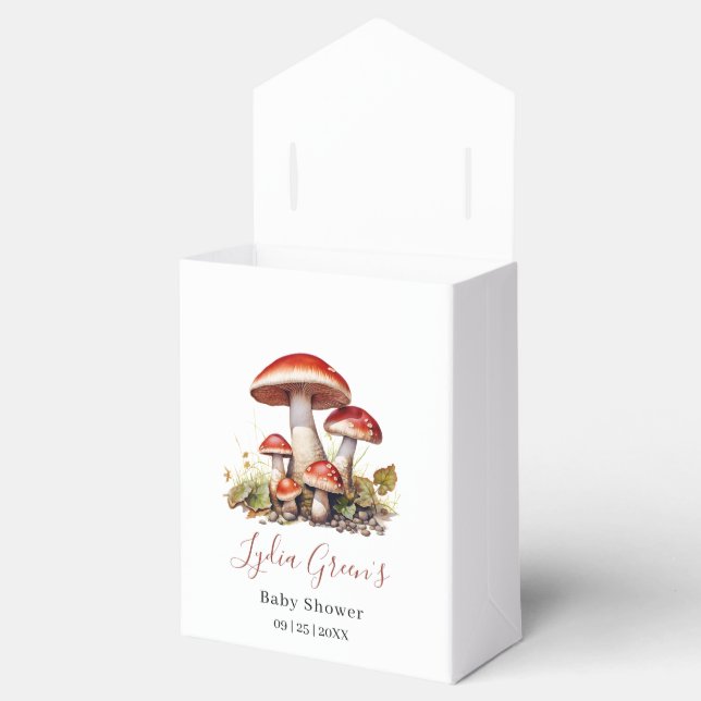 Mushroom Baby Shower Invite, Fall Gender Neutral Favor Box (Opened)