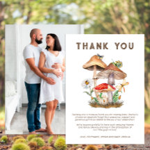 Mushroom Baby Shower Thank You Card | Personalized