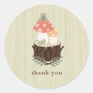 Mushroom Baby Shower Thank You Classic Round Stick Sticker