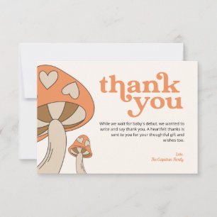 Mushroom Baby Shower Thank You   Orange & Brown Card
