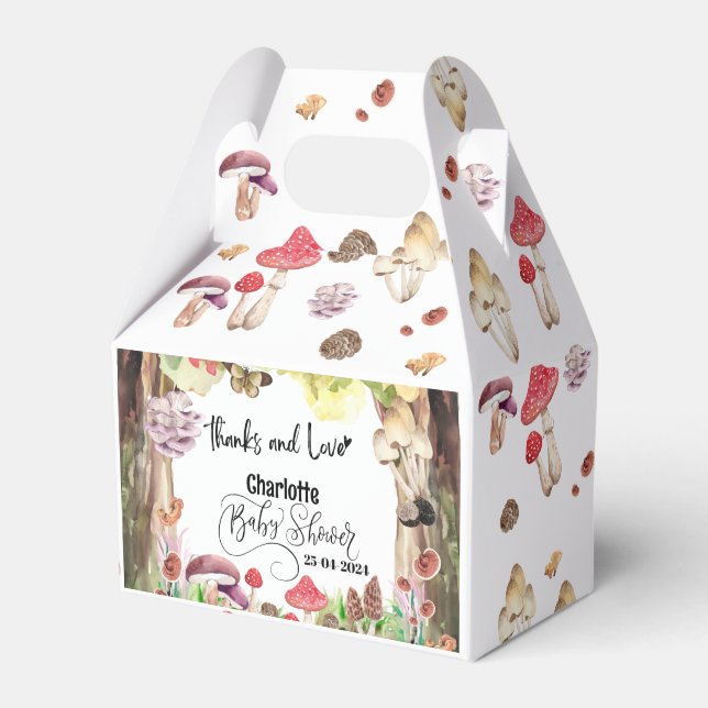 mushroom baby shower woodland forest  favor box (Front Side)