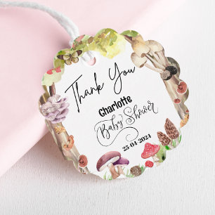 mushroom baby shower woodland forest  favour tags