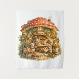 Mushroom Bakery | Whimsical Woodland Cottagecore Tapestry