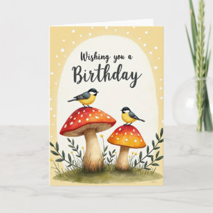 Mushroom Bird Birthday Card