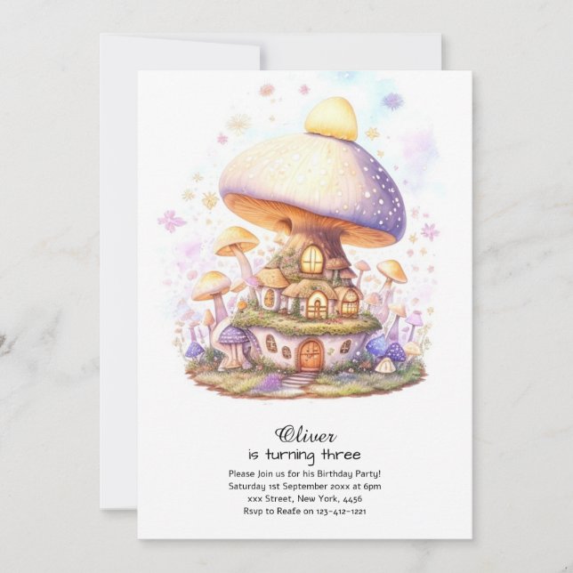 Mushroom Birthday Invitation (Front)
