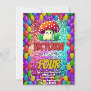 Mushroom birthday invite for kids