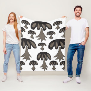 Mushroom Black Grey Pattern Fleece Blanket