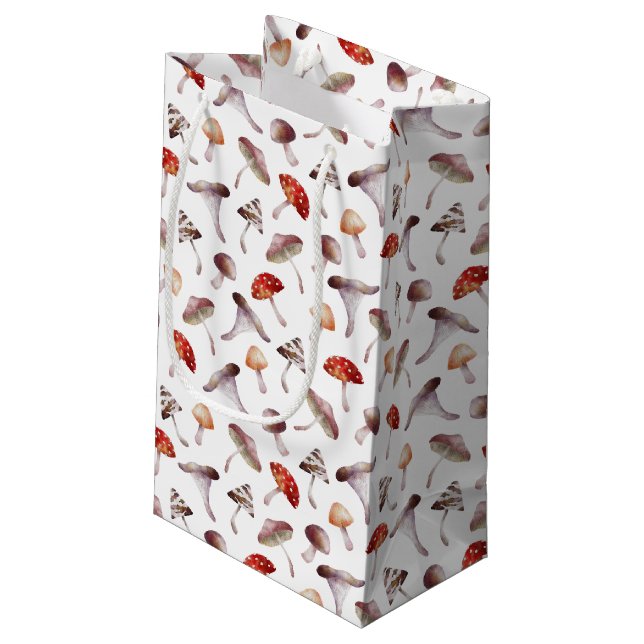 Mushroom Botanical Pattern  Small Gift Bag (Back Angled)