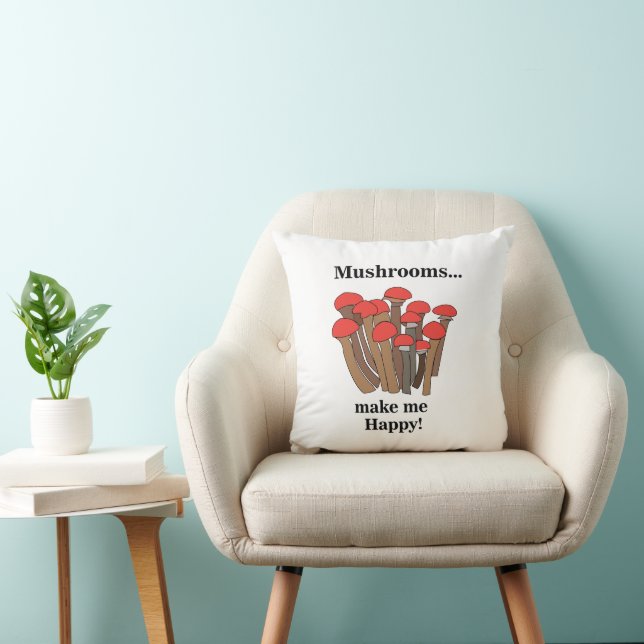 Mushroom Botanical Red Mushrooms  Throw Pillow (Chair)
