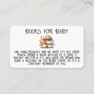 Mushroom Bring a book baby shower Flat Place Card