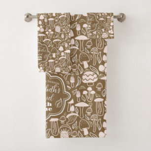 Mushroom Brown Cream Bath Towel Set
