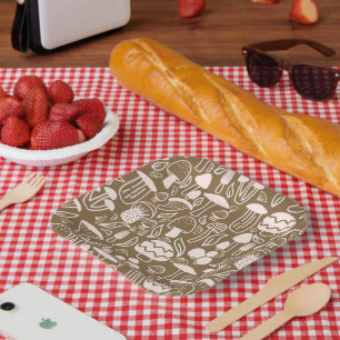 Mushroom Brown Cream Paper Plate