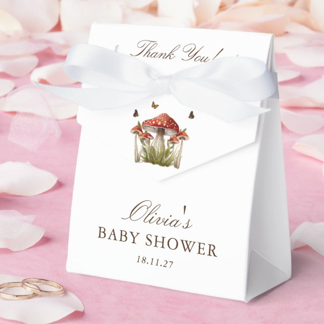 Mushroom Butterfly Theme Baby Shower Thank You Favor Box (Wedding)
