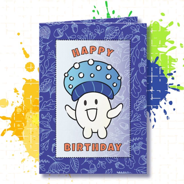 Mushroom Cartoon Funny Saying Fungi Birthday Card (Creator Uploaded)