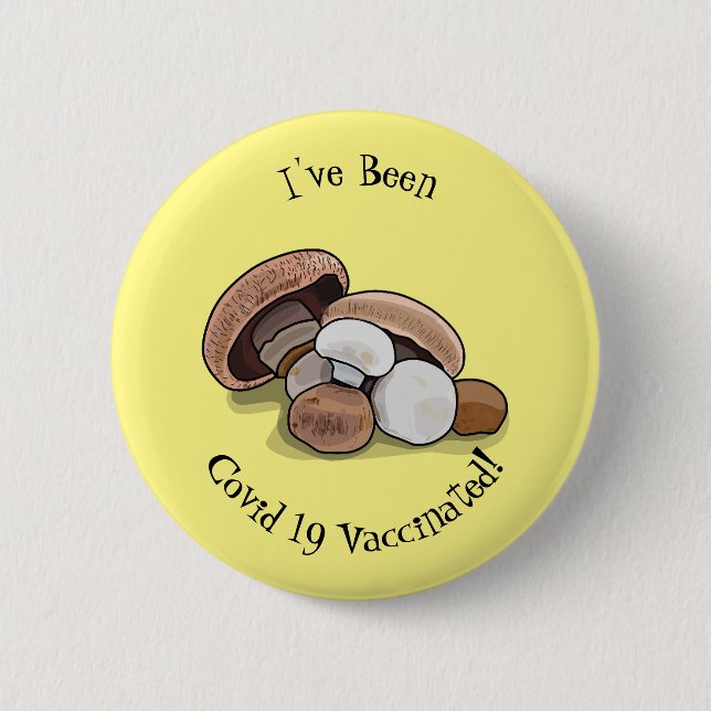 Mushroom cartoon illustration 2 inch round button (Front)