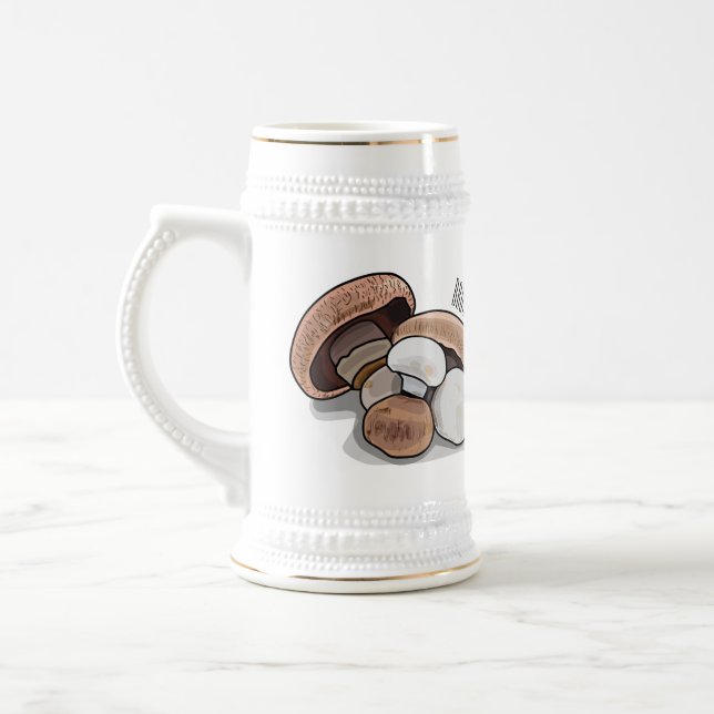Mushroom cartoon illustration  beer stein (Left)
