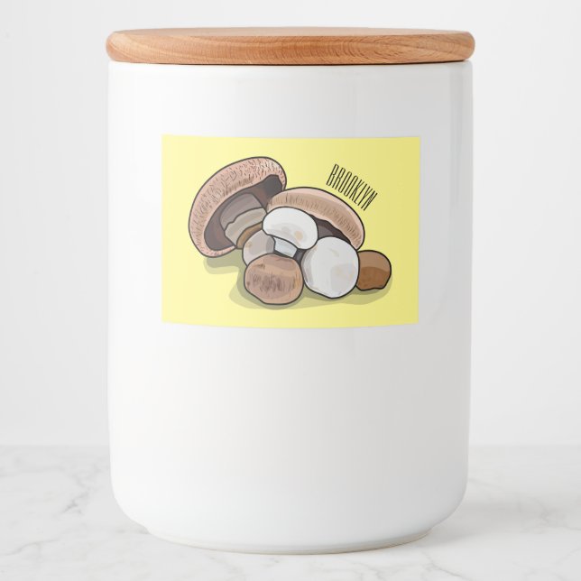 Mushroom cartoon illustration  food label (Front)