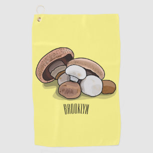 Mushroom cartoon illustration  golf towel