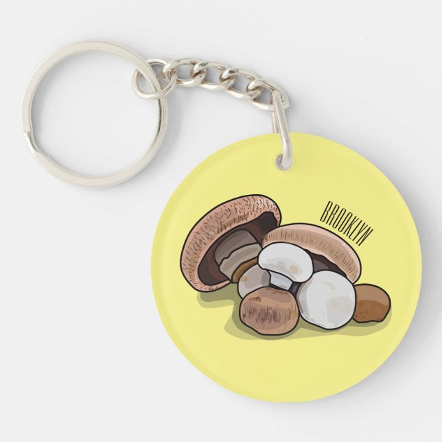 Mushroom cartoon illustration  keychain (Front)