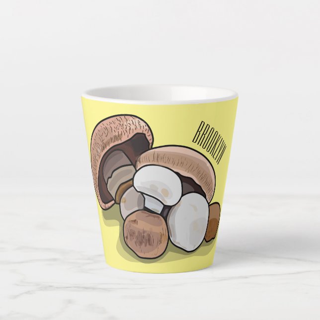Mushroom cartoon illustration  latte mug (Front)