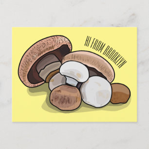 Mushroom cartoon illustration postcard