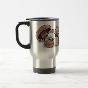Mushroom cartoon illustration travel mug