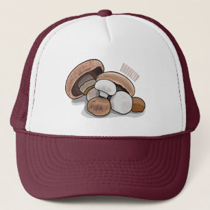 Mushroom cartoon illustration trucker hat