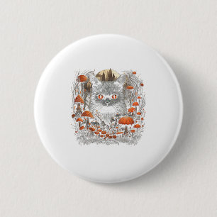 Mushroom Cat Cottagecore Aesthetic Goth Art Emo My 2 Inch Round Button
