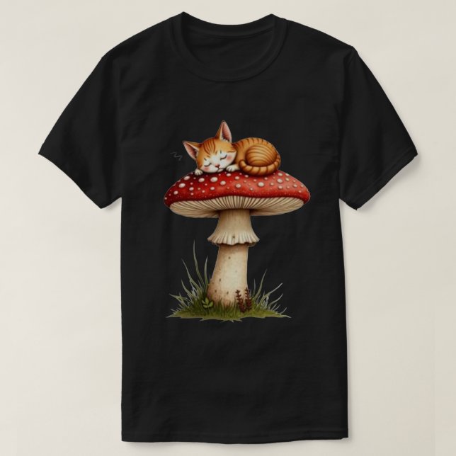 Mushroom Cat Nap T-Shirt (Design Front)