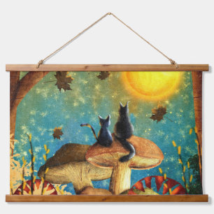 Mushroom Cats  Hanging Tapestry