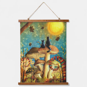 Mushroom Cats Hanging Tapestry