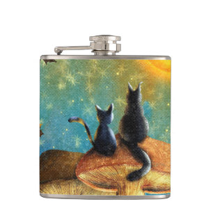 Mushroom Cats Hip Flask