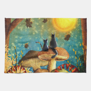 Mushroom Cats Kitchen Towel